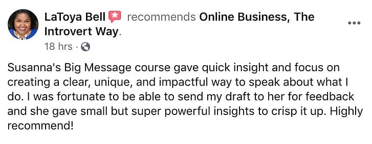 testimonial Big Message masterclass